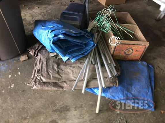 Assorted Tarps, Stakes, and Wood Box_1.jpg